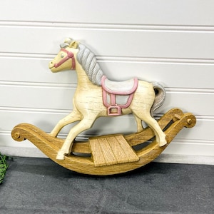 Vintage Rocking Horse Wall Plaque: Retro Nursery Decor, 1988