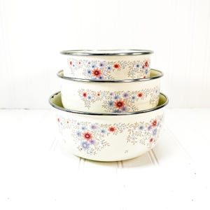 Vintage Florale Metall Schachteln Schüsseln - 90er Jahre Rosa Küchen Dekor - Set mit 3 Stück