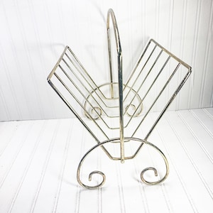 Midcentury Brass Magazine Rack - Brass Arches Shelf or Vinyl Record Holder - Mid Century Brass Book Storage - Bathroom Magazine Rack
