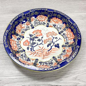 Midcentury Modern Vintage Floral Metal Tray - Blue Metal Tray - Vintage Floral Tray