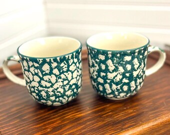 Vintage Folk Craft Apple 8oz Coffee Cup, Country House Mug set of 2