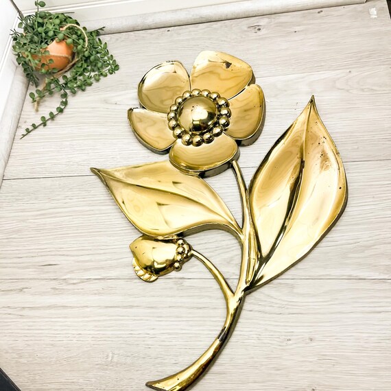 Vintage Syroco Faux Brass Flower Wall Decor - Mid-century Modern