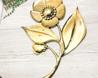 Decoración de pared vintage con flores de imitación de latón Syroco - Moderna de mediados de siglo