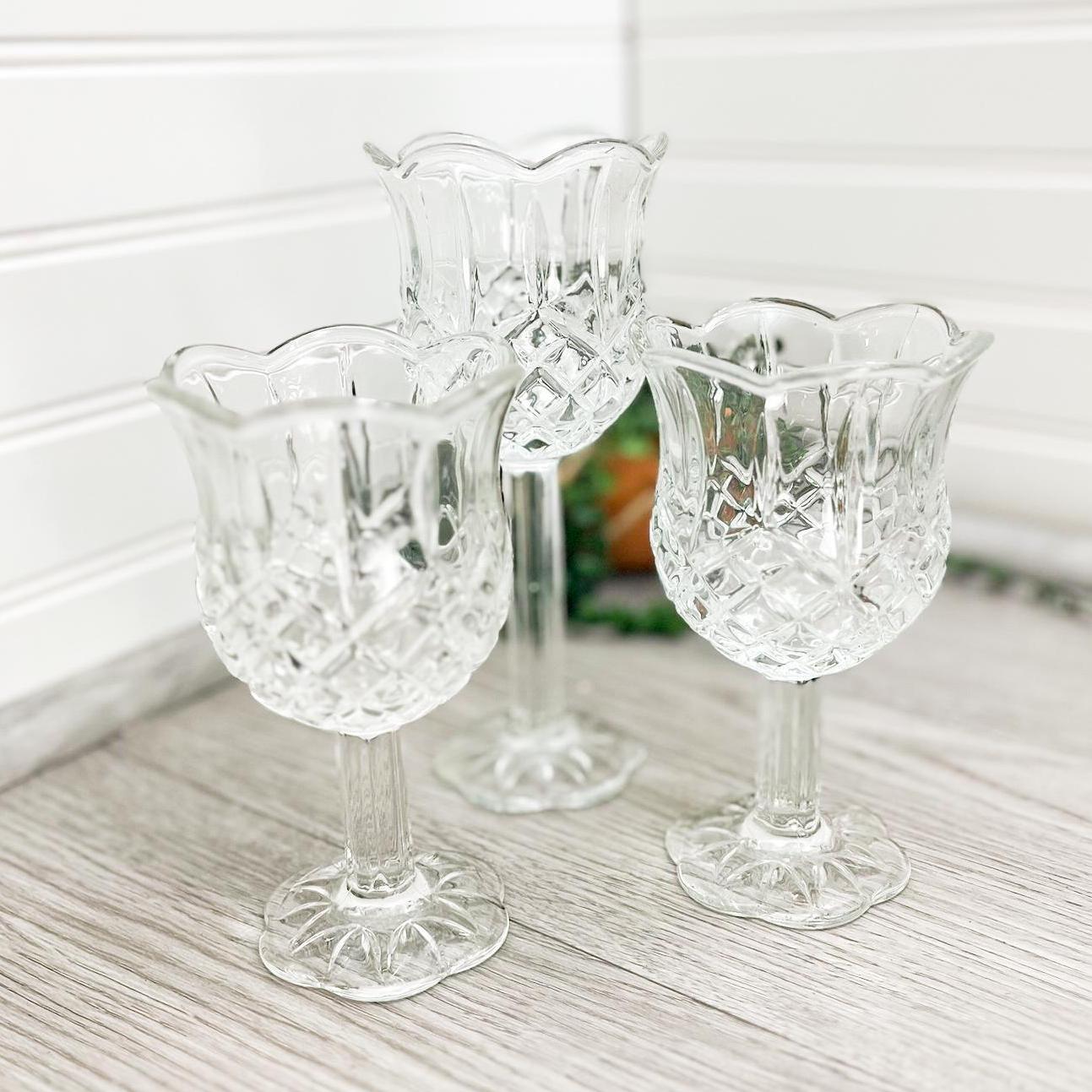 Crystal Tulip Votive Candle Holders - Set of 3 Clear Decorative