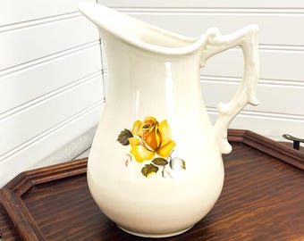 ピンクと黄色の花柄ピッチャー # 25863 - Etsy 日本