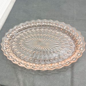 Vintage Jeannette Pink Depression Glass Serving Plate - Buttons