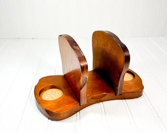 Vintage Wooden Napkin Holder: Mid-Century Modern Table Decor