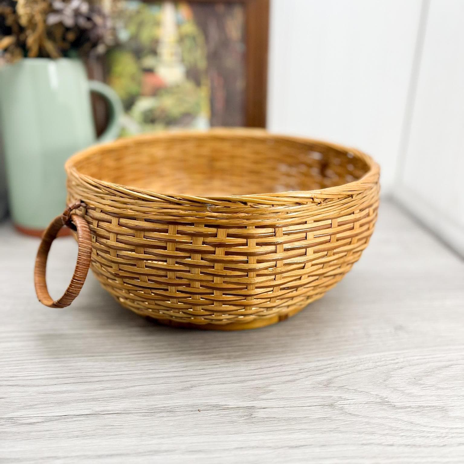 Vintage Handwoven Wicker Basket: Farmhouse Decor - Etsy