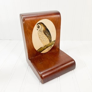 Vintage Wooden Owl Bookend - Vintage Book Shelf Decor