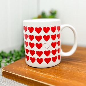 1980's Heart Coffee Mug, Heart Pattern Coffee Cup