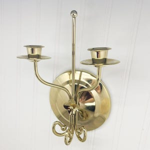 Solid Brass Wall Sconce Candleholder - Vintage Hollywood Regency Decor - Gold Accent Decor