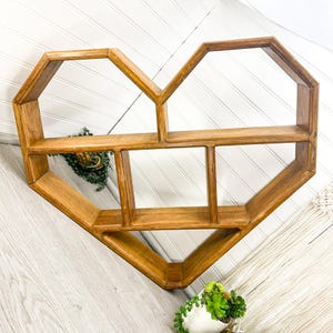 Vintage Wooden Heart Shelf: Large 80s Wall Decor