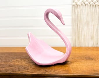Vintage Keramik Schwan Handtuchhalter - Pink Swan Pflanzenhalter - Keramik Swan Trinket Dish - Einzigartige Vintage Seifenschale