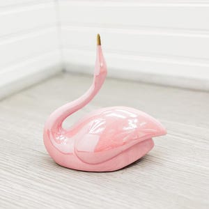 Vintage Ceramic Swan Figurine - Midcentury Modern Pink Swan Figure