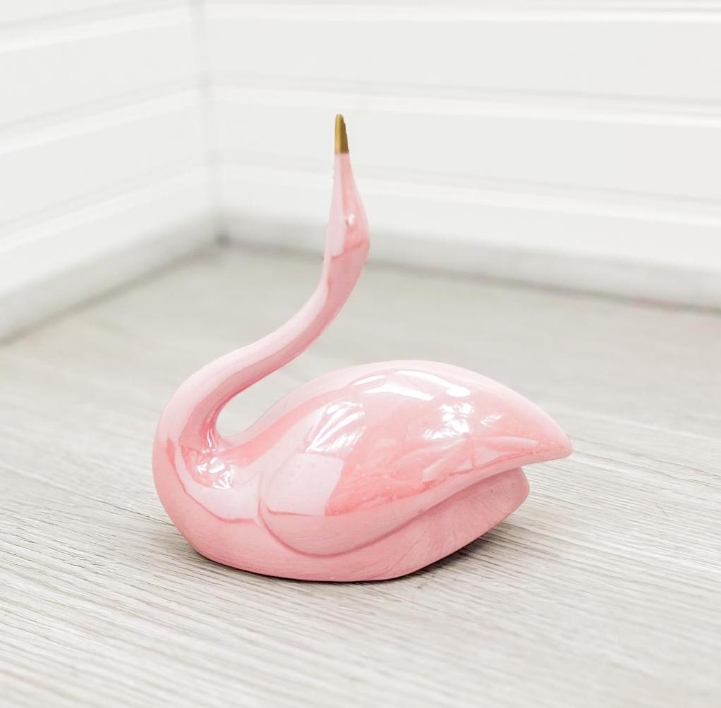 Vintage Ceramic Swan Figurine - Midcentury Modern Pink Swan  display picture 1