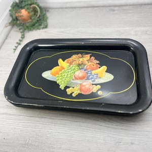 Vintage Metal Serving Tray Set of 6 - Black Metal Tray - Metal Fruit Tray