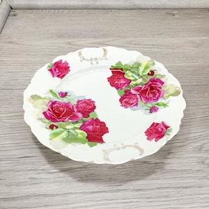 Antique Floral Porcelain Platter: Oscar & Edgar Gutherz Royal Austria Plate