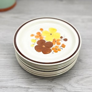 Vintage Floral Stoneware Dessert Plates - Set of 7 - Ji Stonecrest Tropicana