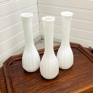Vintage Milk Glass Flower Vases Set of 3