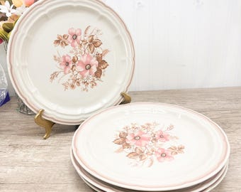 Piatti da dessert in gres con decorazioni floreali vintage - Servizio da tavola per 4 persone