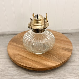 Vintage Glass Oil Lamp - Brass Oil Lamp with Glass Base - Midcentury Modern Oil Lamp