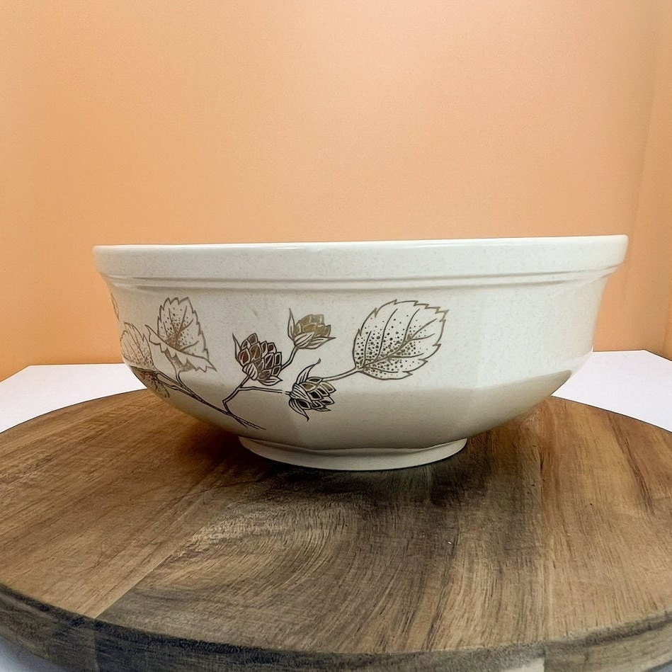 Mikasa Continental Gold Brocade Serving Bowl - Gold leaf serving bowl - Vintage Stoneware Serving Bowl