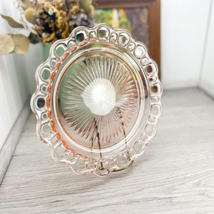 Vintage Pink Depression Glass Serving Plate - Pink Reticulated Platter - Midcentury Pink Glass - Vintage MCM Pink Serving Dish