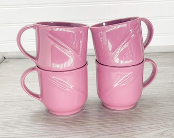Retro Pink Rubbermaid Tumbler Mugs - Plastic Pink Cups - Vintage Rubbermaid Cups - Set of 4 Pink Cups