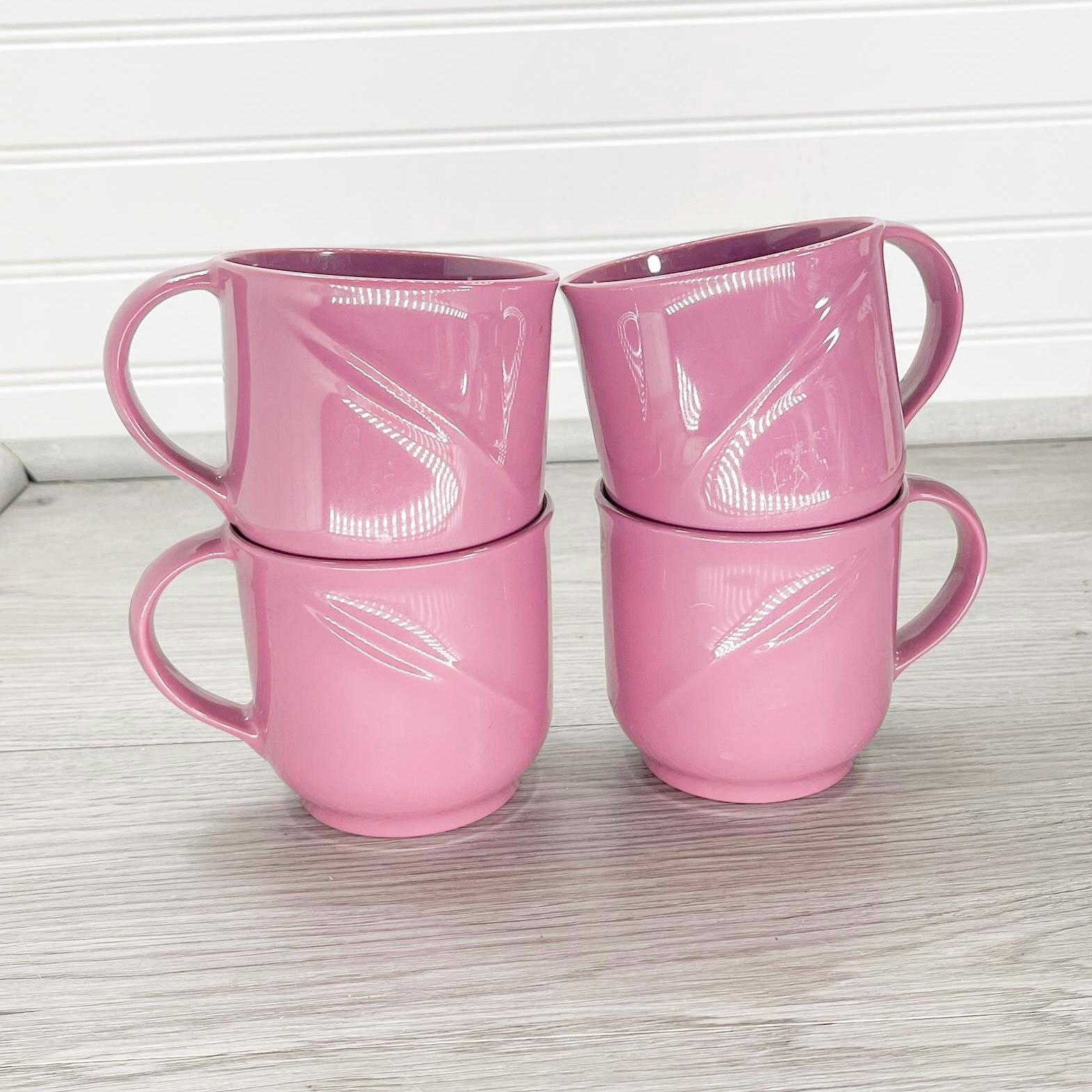 Vintage Rubbermaid Pink Plastic Mugs - Retro Set of 4 - Etsy