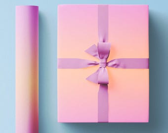 Ombre Wrapping Paper Roll, Unique and Cool Pink Gradient Gift Wrap for Birthdays, Christmas, Father's Day, Mother's Day and Any Holiday