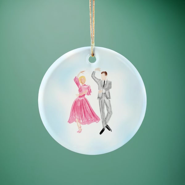 White Christmas Ornament With Original Illustration From the "Best Things Happen While You're Dancing" Scene, Holiday Decor