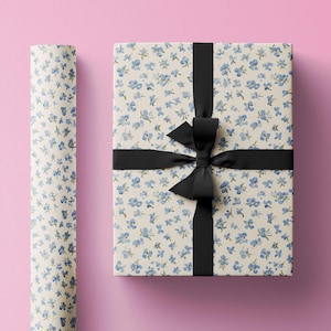 Carta da regalo floreale Ditsy Cottagecore, confezione regalo per San Valentino e compleanni, motivo Forgetmenot per anniversario, regalo di nozze