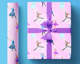 Rollo de papel de regalo de Cascanueces, ilustraciones de ballet y cuentos clásicos, hojas para envolver regalos navideños y festivos, divertidas y únicas.