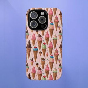 iPhone 16 Pro Hülle in niedlichem Eistüten-Design, kompatibel mit den Größen Pro, Standard und Max, koketter Stil mit süßem Preppy Design