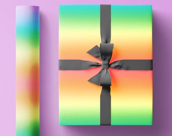 Rollo de papel de regalo ombré, papel de regalo único con degradado de arcoíris para cumpleaños, Navidad, Día del Padre, Día de la Madre y cualquier festividad.