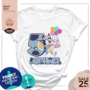 Custom Bluey Birthday Shirt | Gift For Kids | Bluey Bingo Shirt | Boy Girl Birthday Tshirt | Personalized Blue Birthday Shirt | Funny Tee