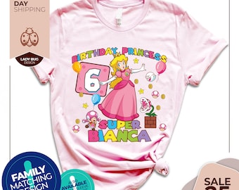 Camiseta de cumpleaños personalizada de la Princesa Peach / Diseños de cumpleaños de la Princesa Peach