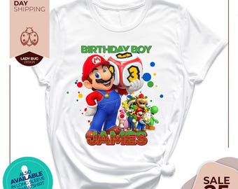 Custom Mario Birthday Shirt | Mario Shirt For Kids | Mario Birthday Shirt | Mario Birthday Party | Super Mario Birthday Shirt | Mario Tee