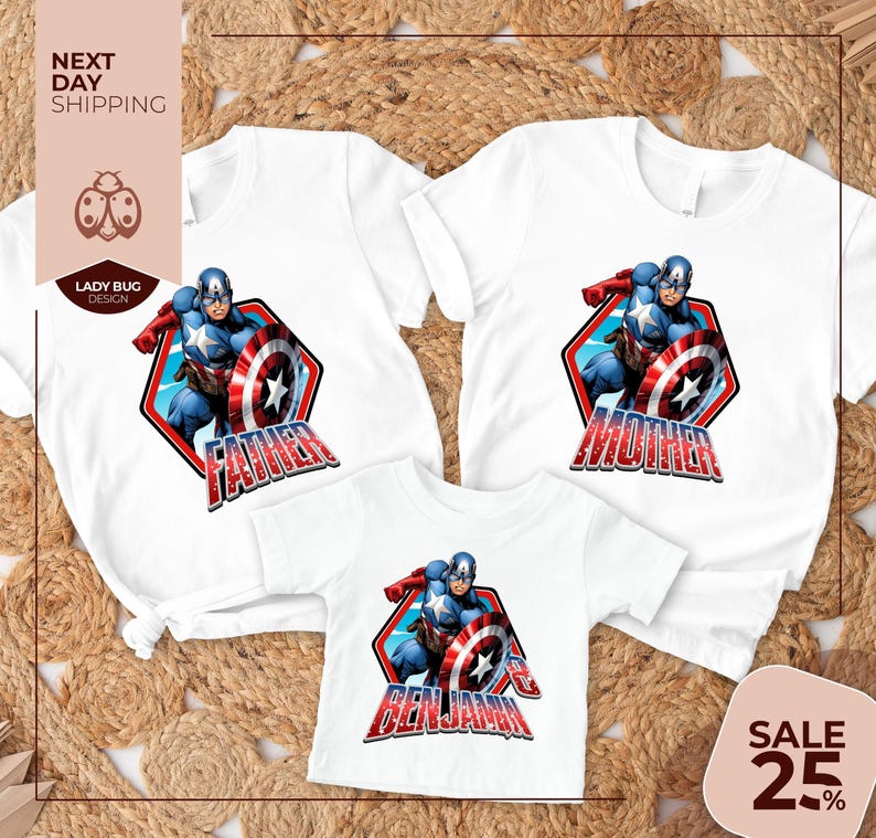 a couple of shirts with captain america on them