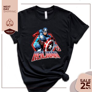 a black shirt with captain america on it