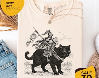Comfort Colors® Medieval Knight Shirt | Renaissance Fair Knight Cat Rider | Funny Medieval Shirt | Ren Faire | Funny Meme Shirt