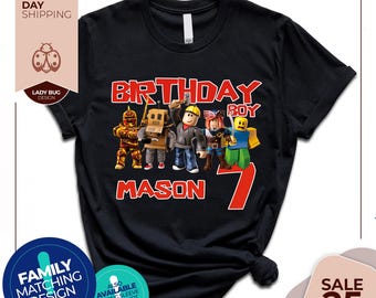 Custom Birthday Boy Shirt | Family Birthday Shirts | Birthday Tshirt | Bday Family Tee | Video Game Matching Birthday| Birthday Robots Shirt