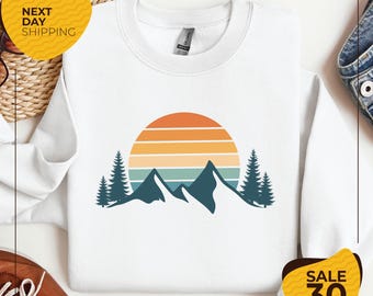 Retro Mountain Sweatshirt | Nature Lover Gift for Her | Granola Girl Sweatshirt | Hiking  Hoodie