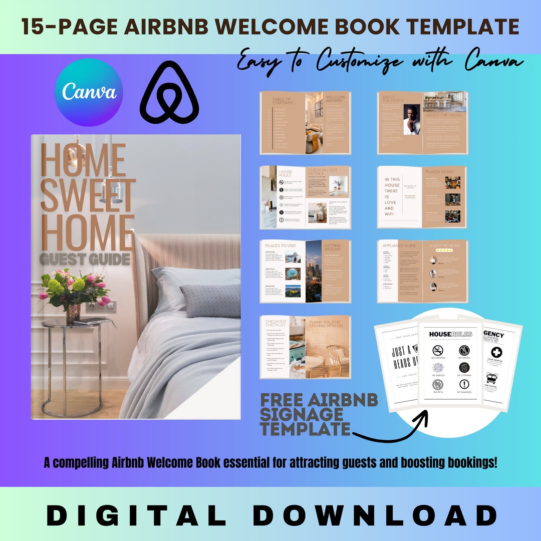 Airbnb Book Template Canva Airbnb Guest Book Template Canva