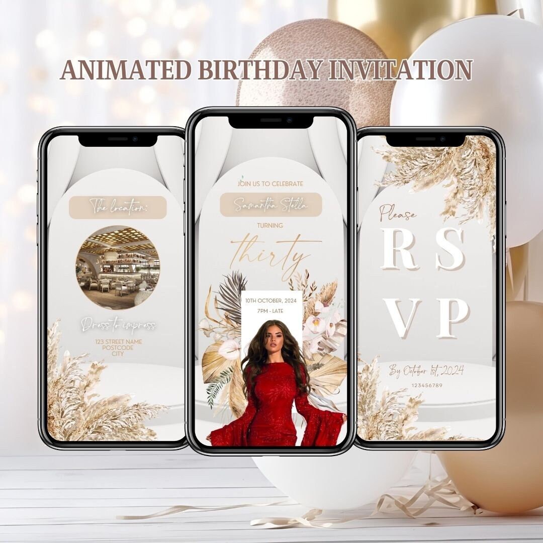 Animated 30th Birthday Video Invitation, 30th Birthday, Digital ...