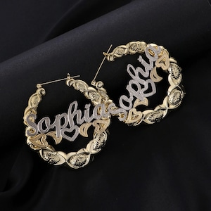 Custom Name Hoop Earrings: Personalized Gold Nameplate Jewelry
