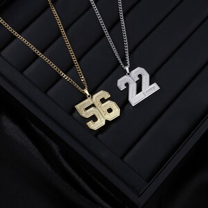 18K Gold Custom Number Necklace: Personalized Date Pendant