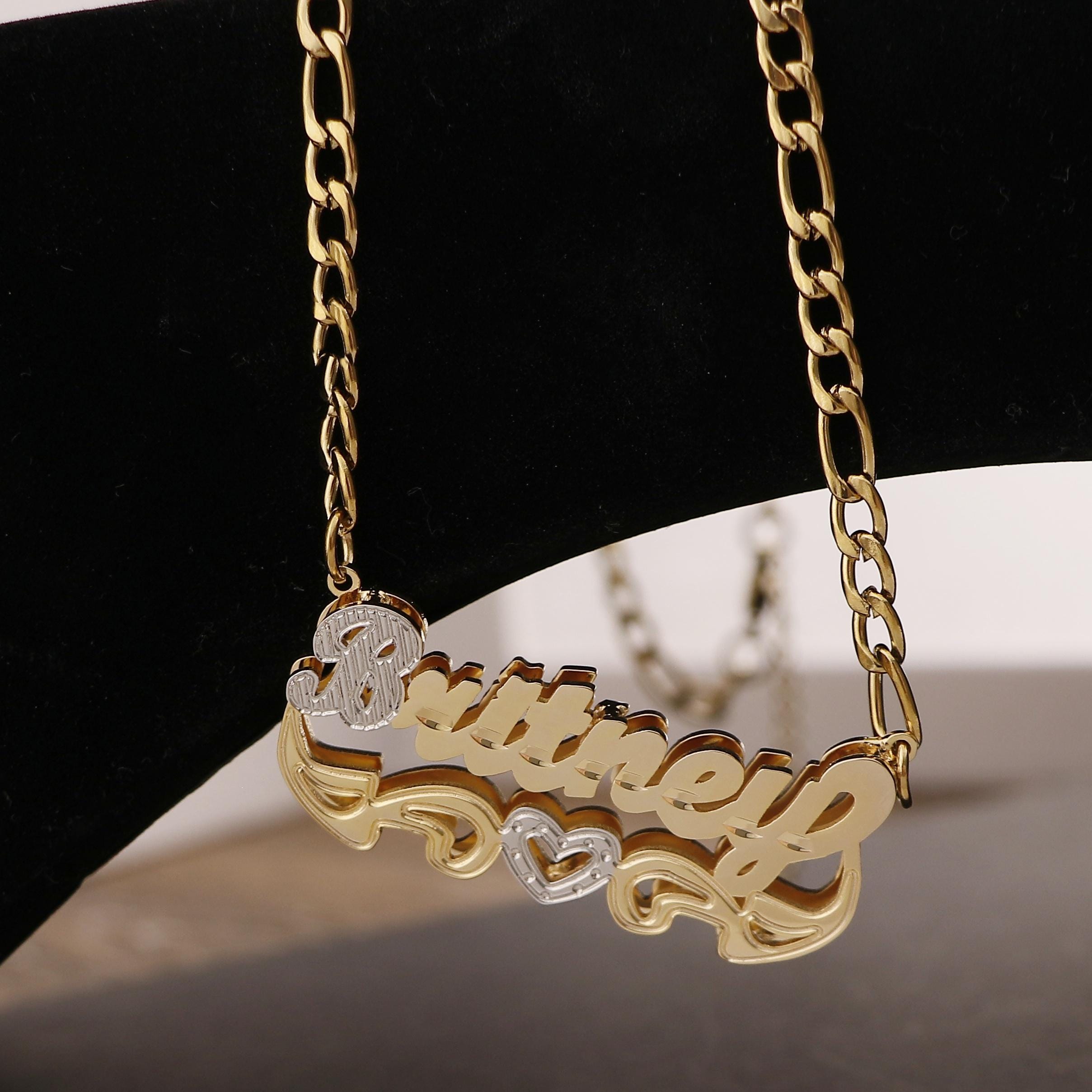 Double Plated Gothic Name Necklace, Personalized Two-tone Jewelry