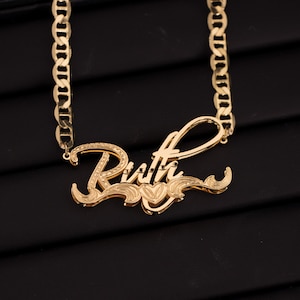Collar con nombre chapado en oro, grabado a mano, con placa de identificación, cadena de oro, regalo de cumpleaños infantil, joyería personalizada.