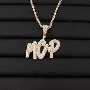 Colgante de hip hop personalizado, joyería con letras grandes de cristal de hielo, collar con nombre personalizado, collar con nombre de hip hop, regalo de cumpleaños, fiesta de hip hop